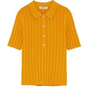 Zara Orange Short Sleeve Polo Top
